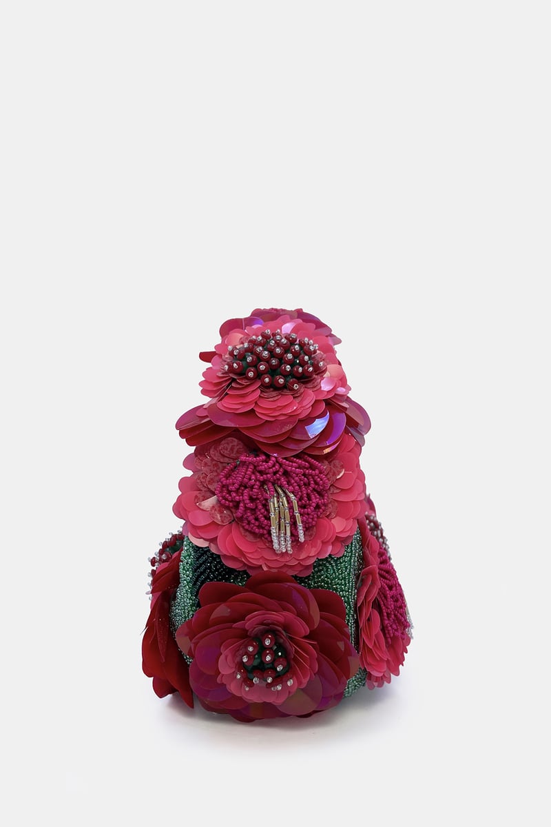 Crimson Bloom Luxe Embellished Bag