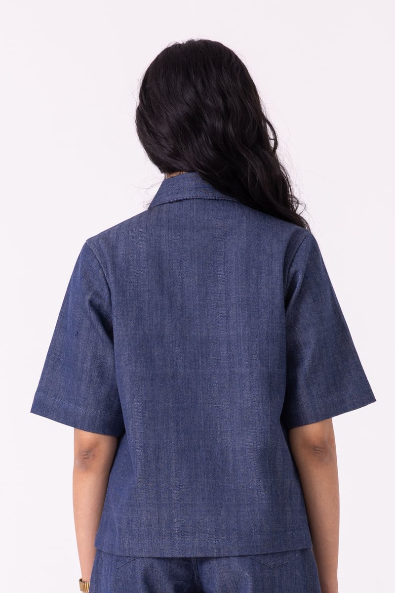 Becky Handwoven Denim Top