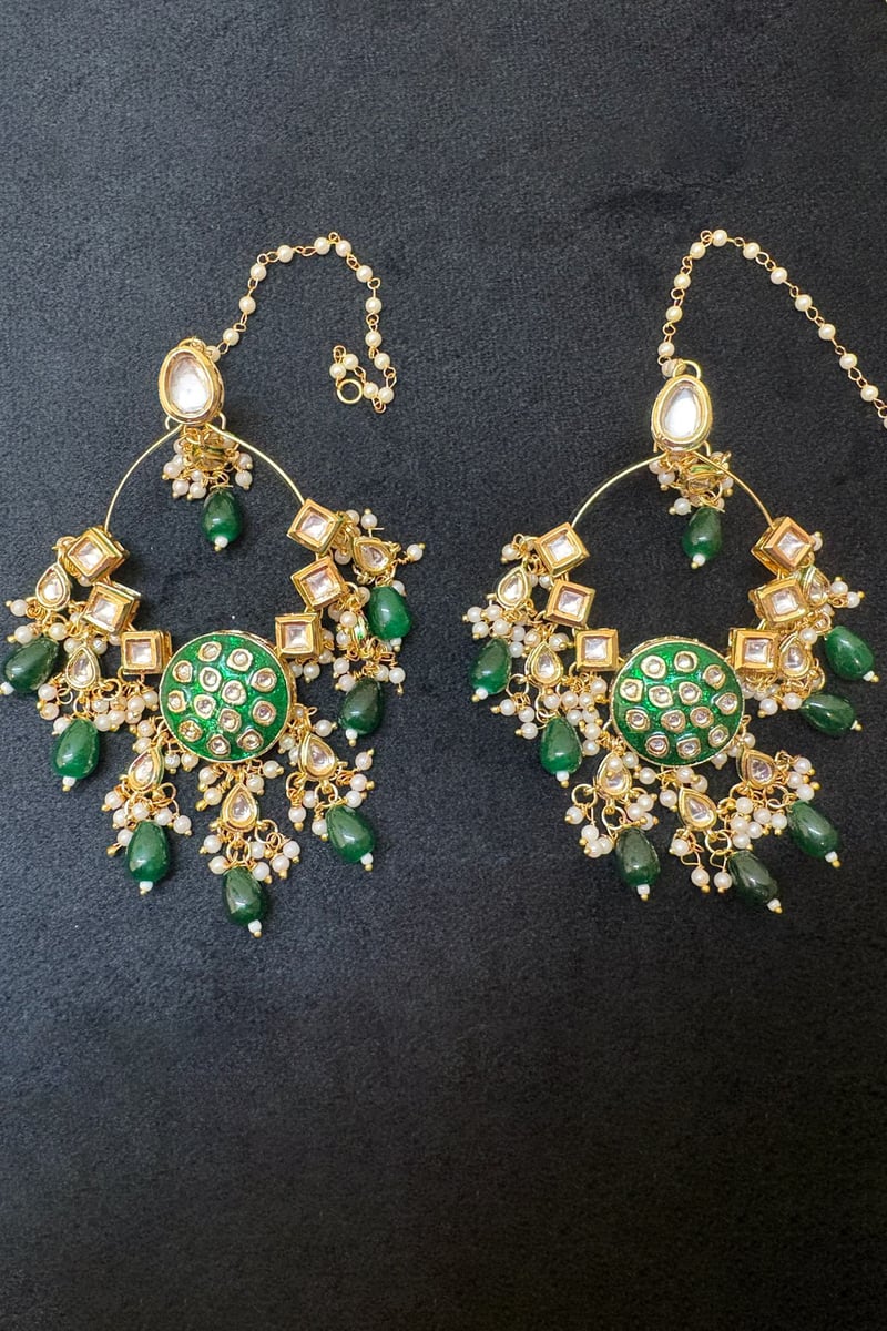 Emerald Royale Polki Chandbali Earrings