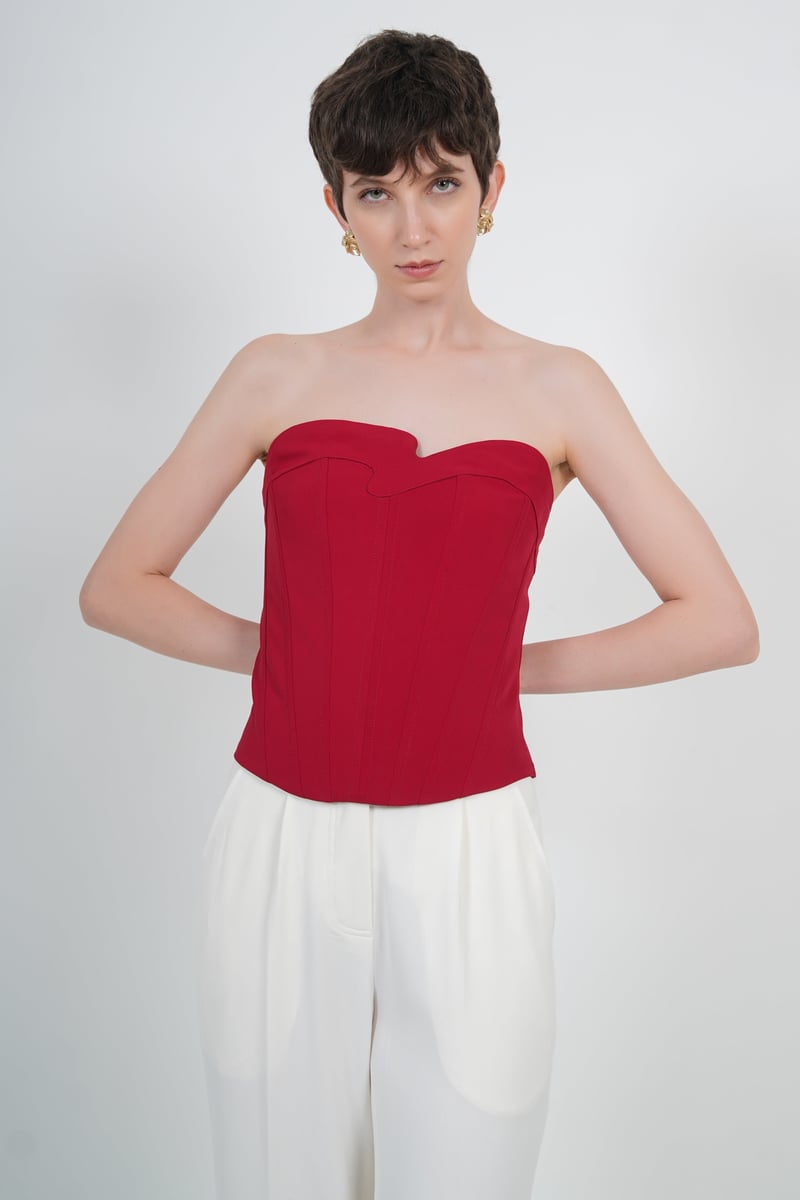 Scarlet Asymmetric Strapless Corset Top — The Dapper Lady