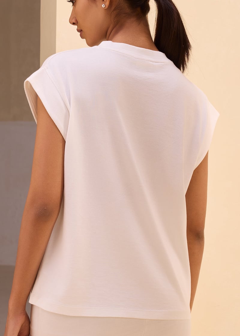 Everlasting White Boxy Muscle Tee with Graphic Print