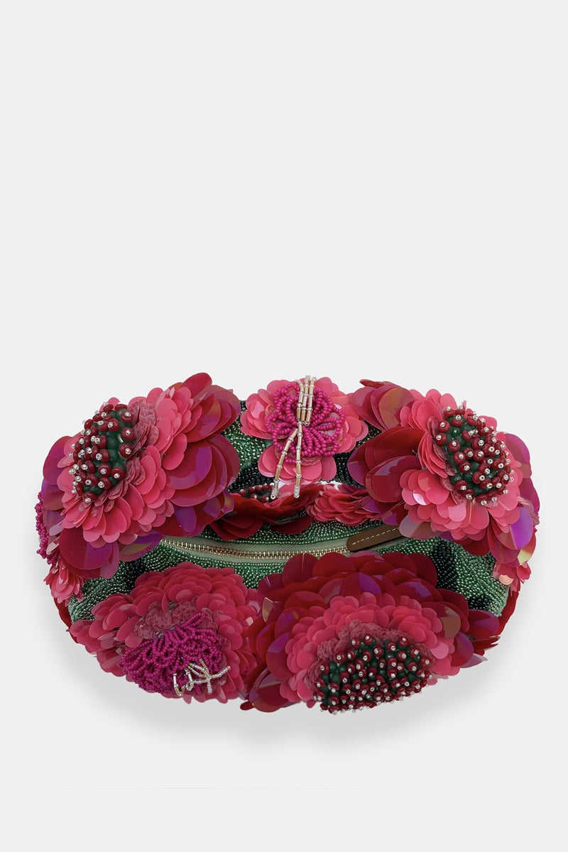 Crimson Bloom Luxe Embellished Bag