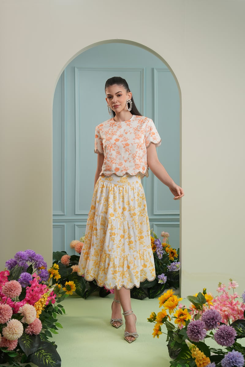 Tulum Skirt- Yellow Roses
