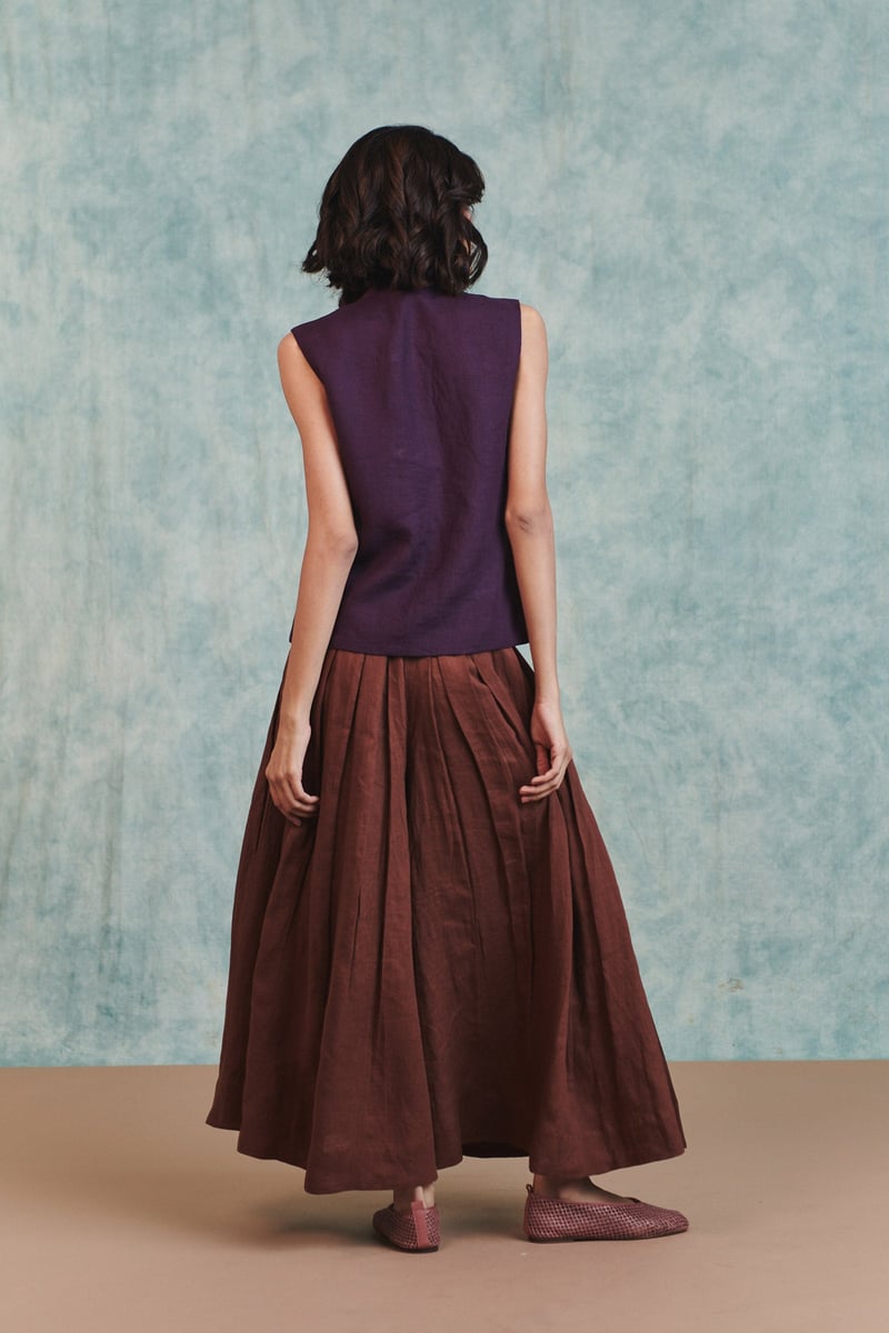Linen Multi-Pleated Pants