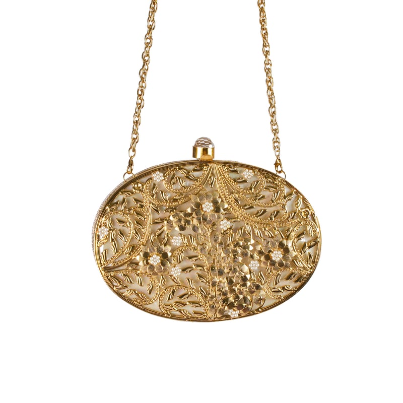 Dahlia Gold Charm Clutch — ATTOSA BY TANAISHA PARABIA
