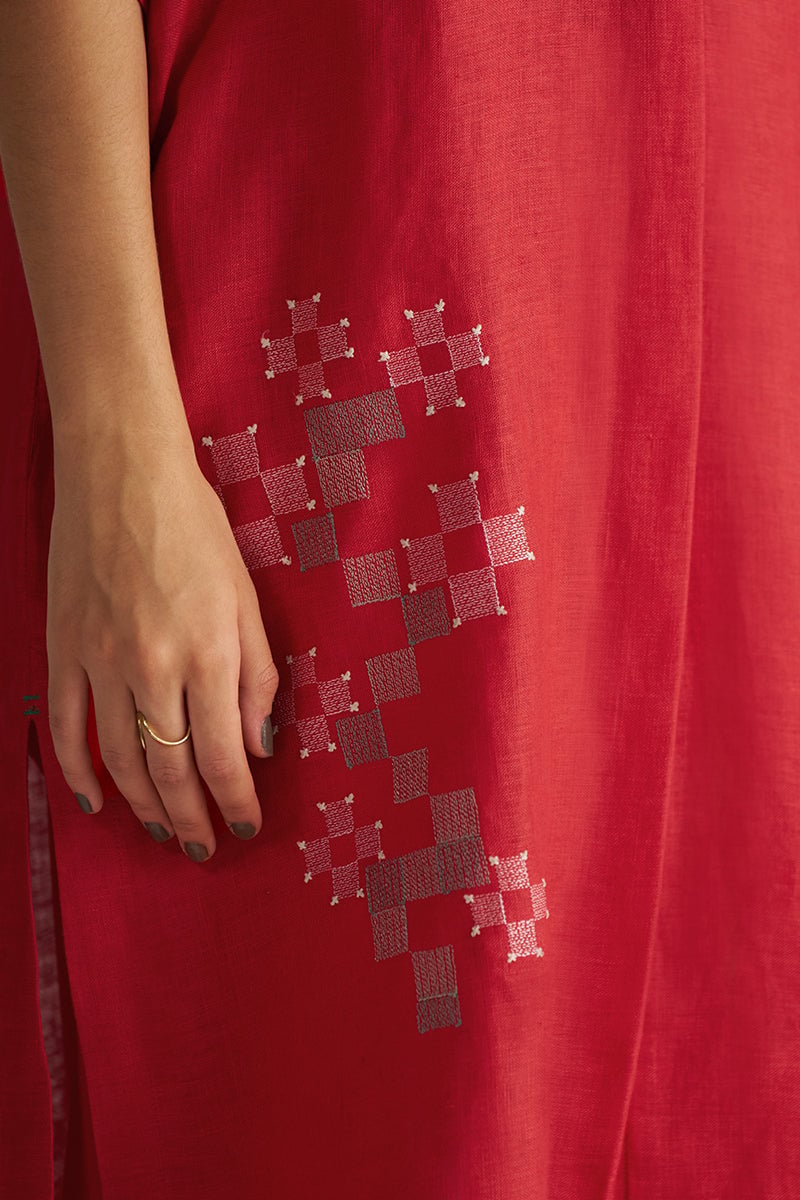 High Risk Red Linen Kurta and Wide-Leg Pants Co-ord Set
