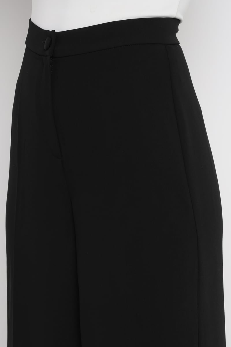 Black High-Rise Wide-Leg Tailored Trousers