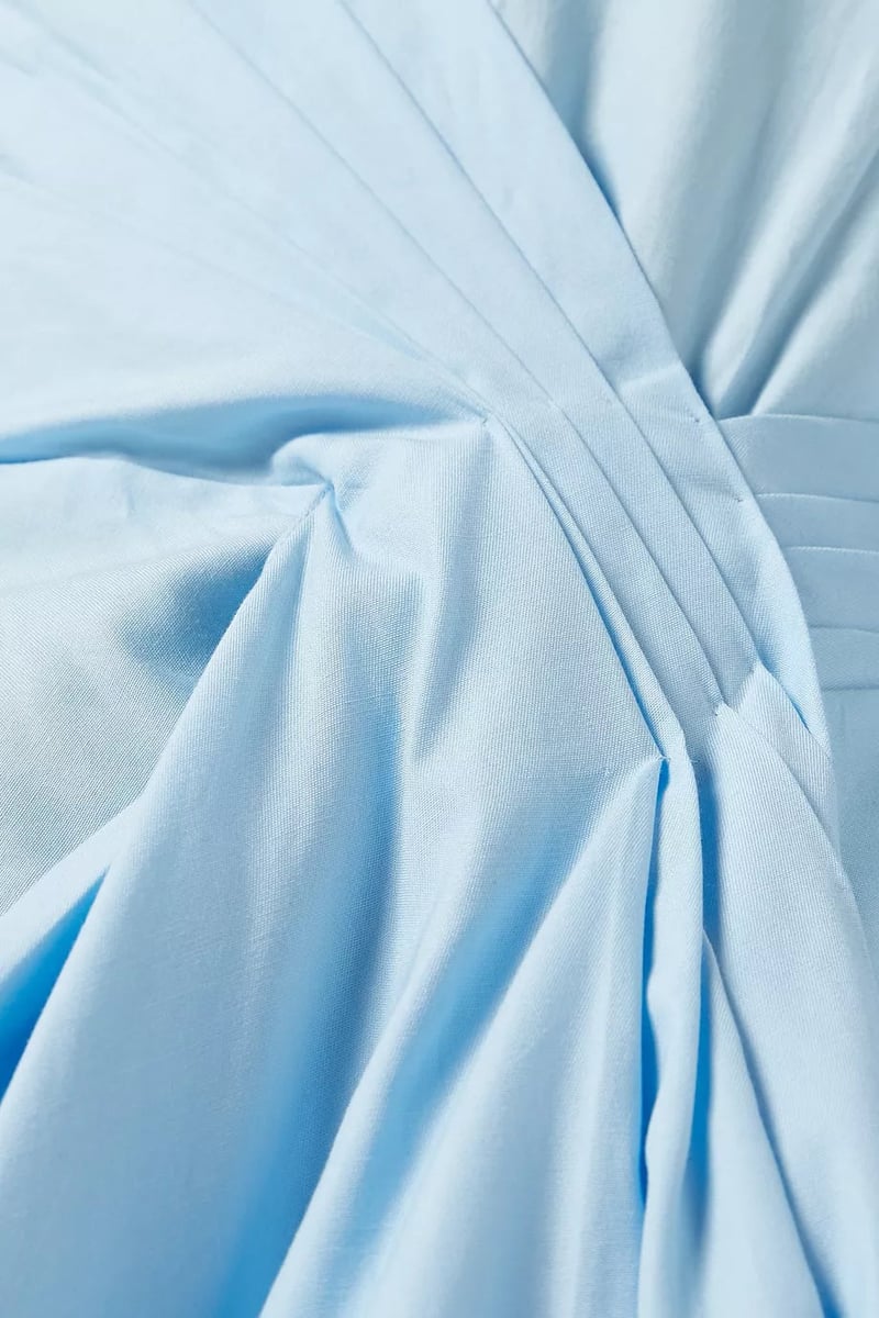 Sky Blue Cotton Poplin Draped Shirt