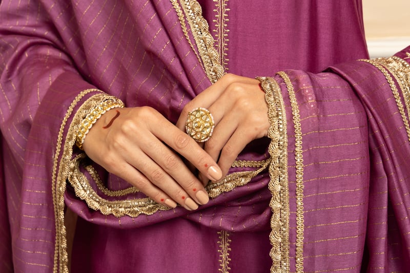 Zahra Silk Chanderi Handcrafted Kurta Set
