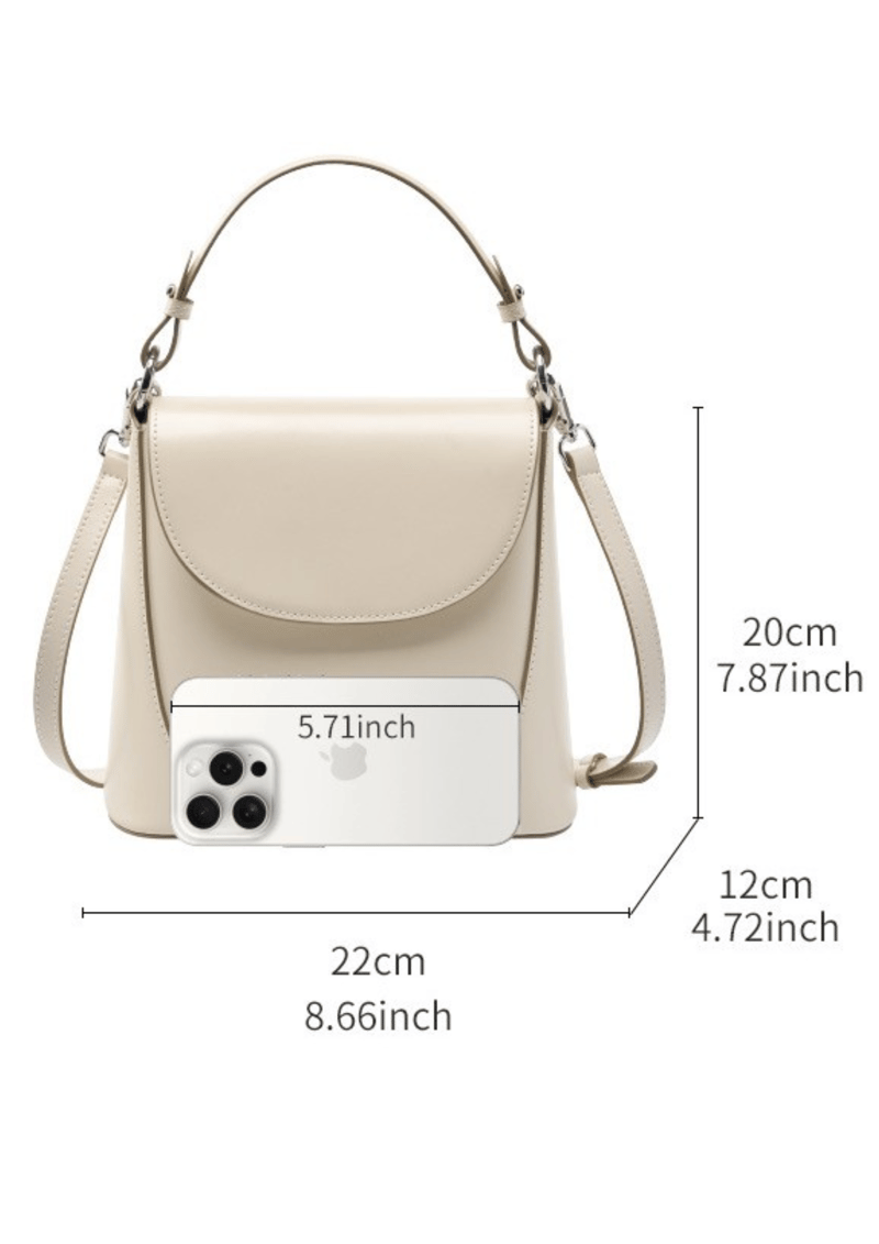 Vienna Ladies Leather Structured Bucket Bag Ivory