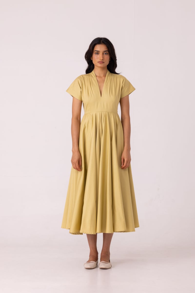 Cathy Yellow Fit and Flare Dress — The Summer House