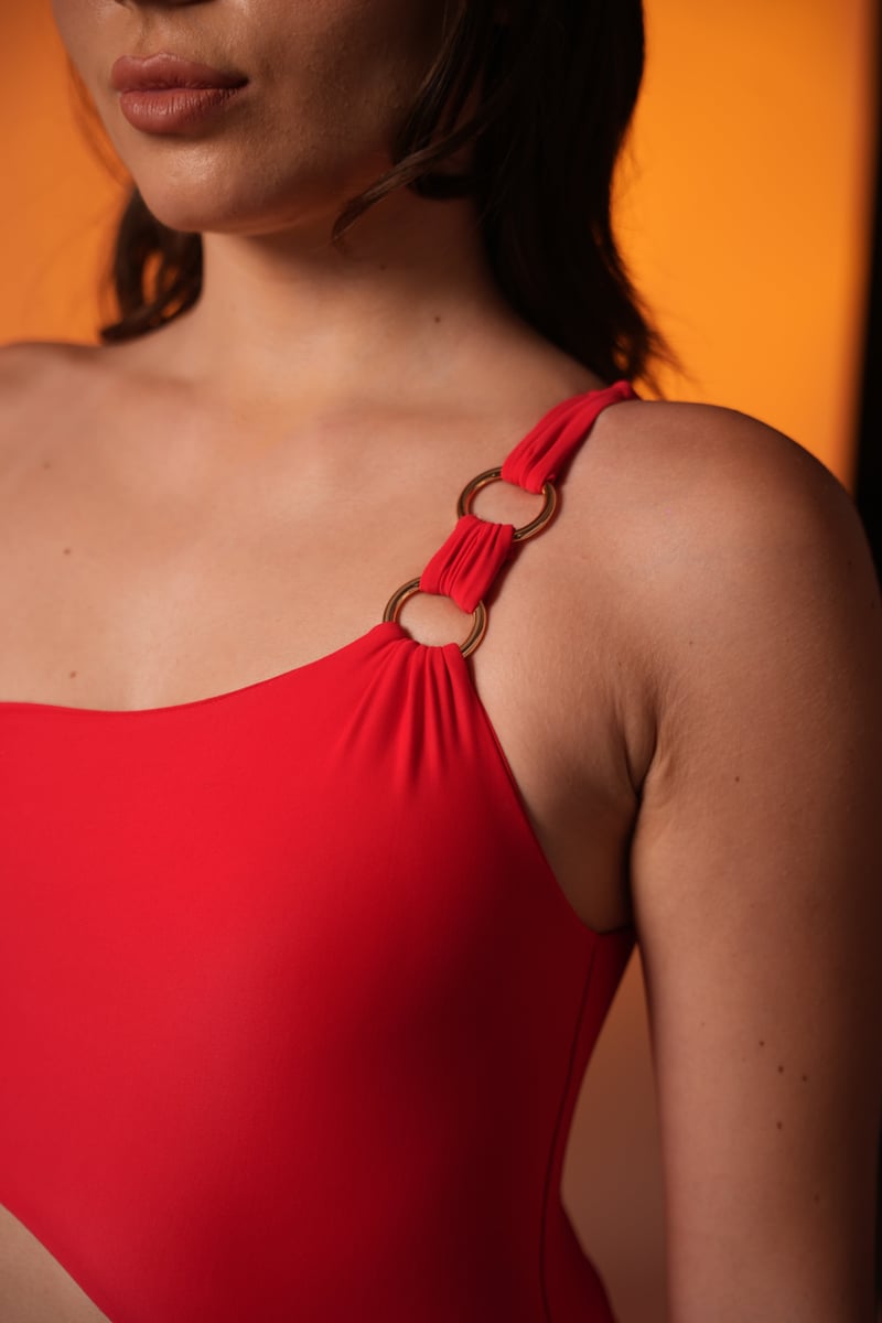 Cherry One-Shoulder Cutout Swimsuit