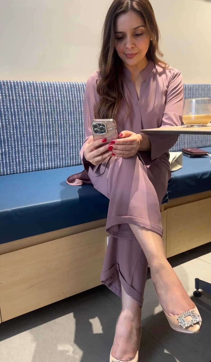 Lilac Royal Georgette Shirt and Wide-Leg Co-ord Set