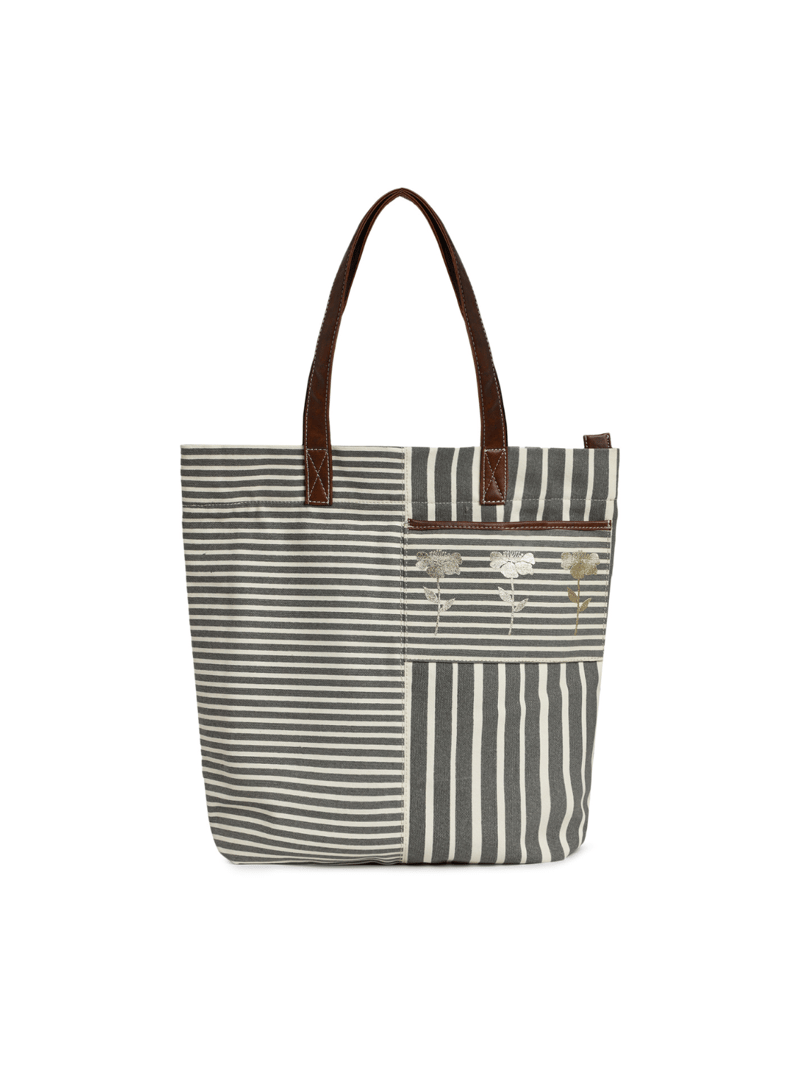 Retro Stripe Ladies Tote Bag With Zip