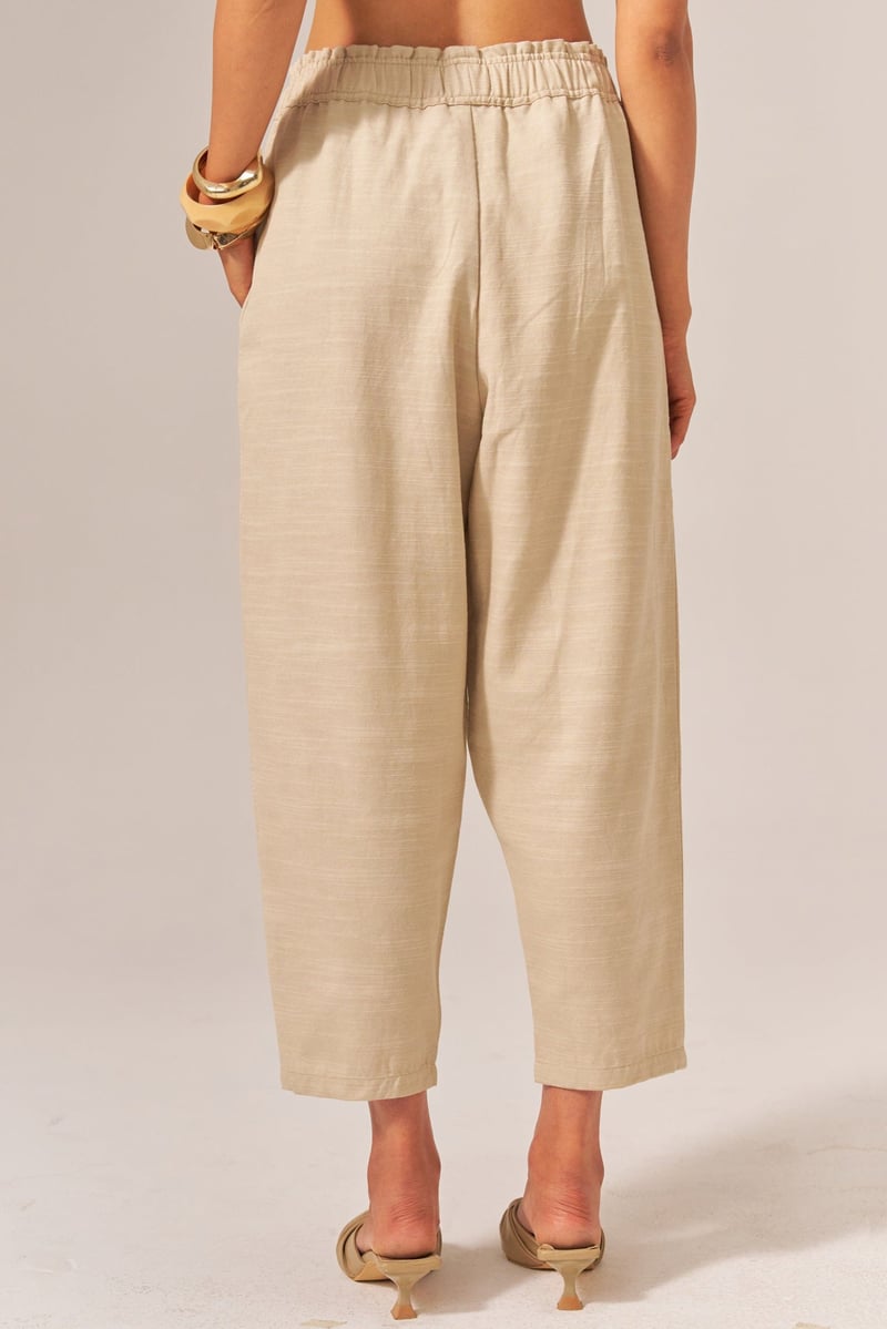 Beige Cotton Slub Shirt and Tapered Pants Co-ord Set