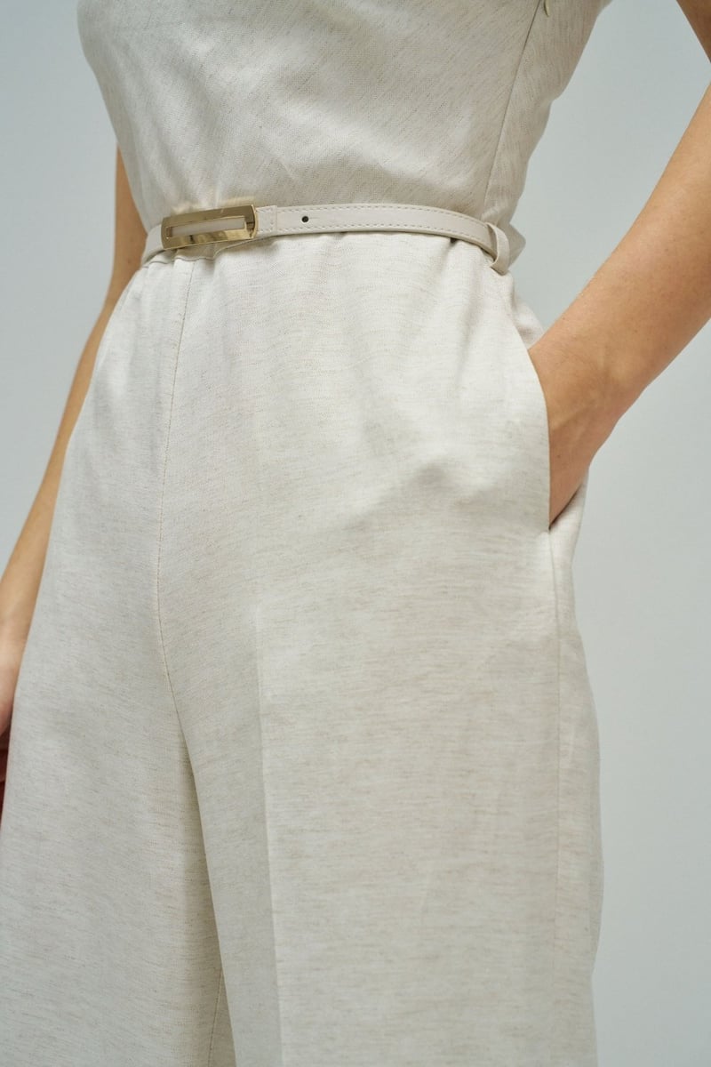 Light Pearl White One-Shoulder Wide-Leg Jumpsuit