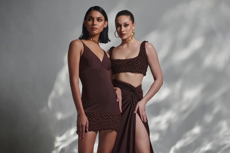 Brown Draped Knot-Detail Maxi Skirt with Slit — Torqadorn