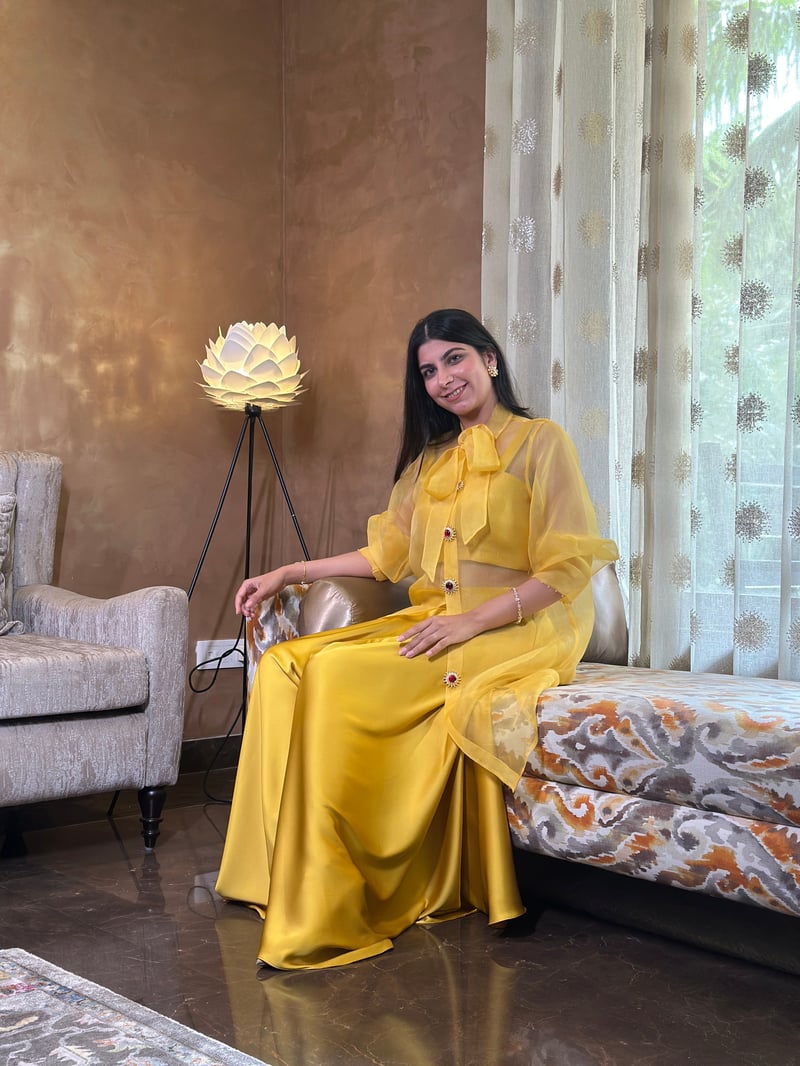 Mustard Yellow Organza Shirt and Sharara Co-ord Set