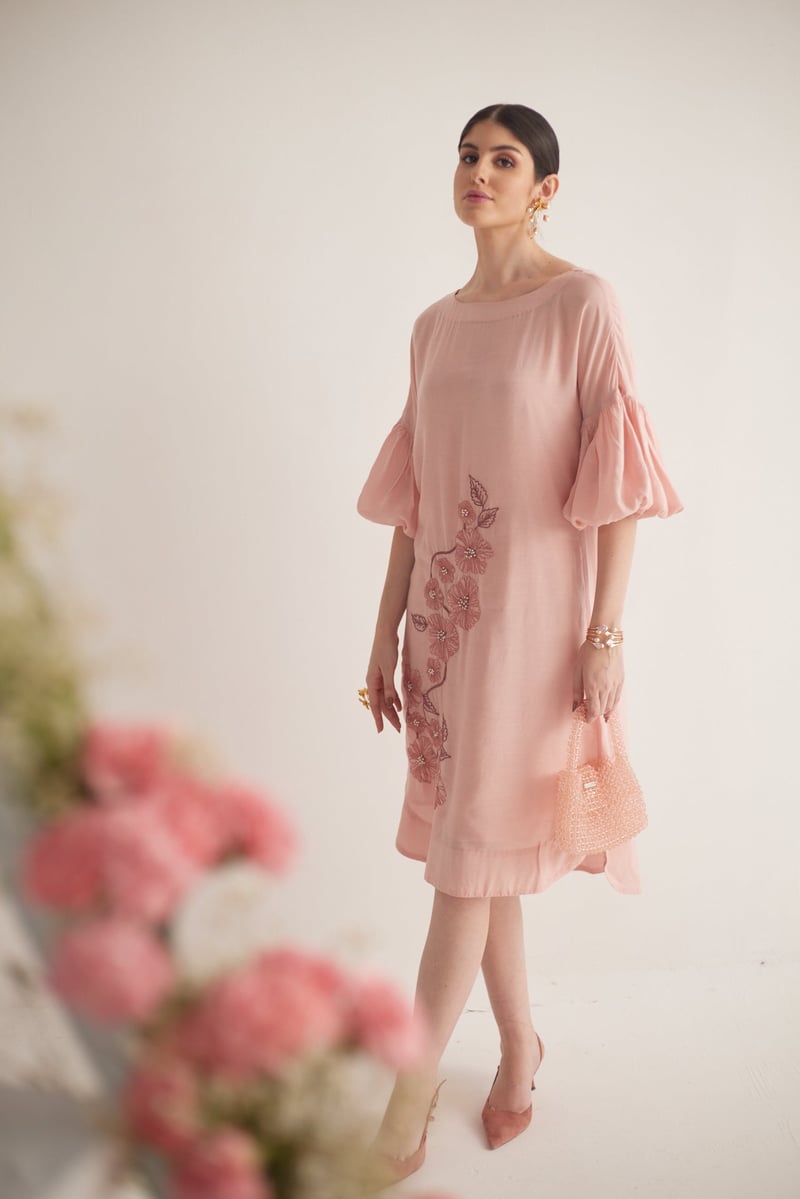Front Embroidery Long Dress and Spaghetti