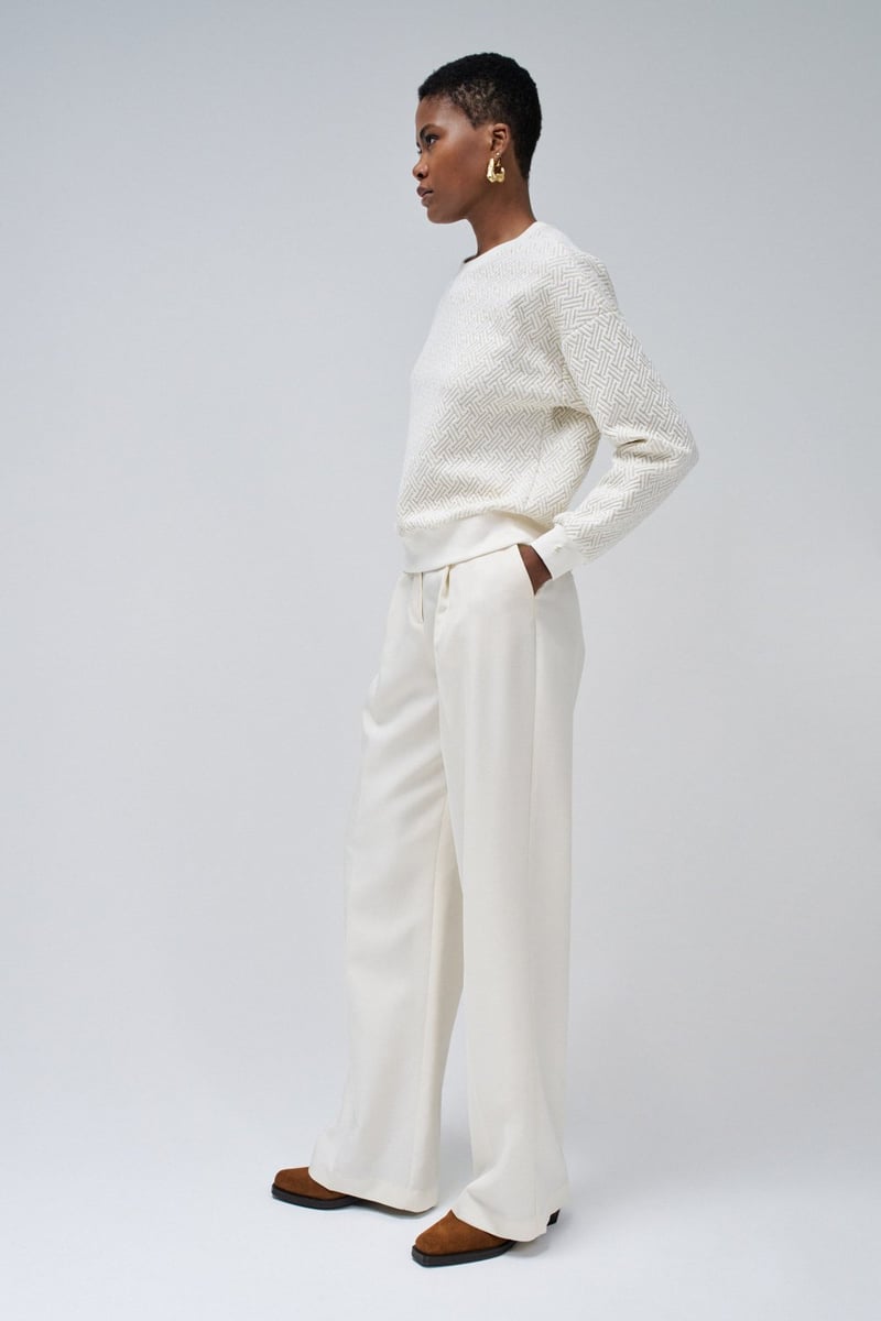 Light Pearl Textured Shimmer Pullover Sweater