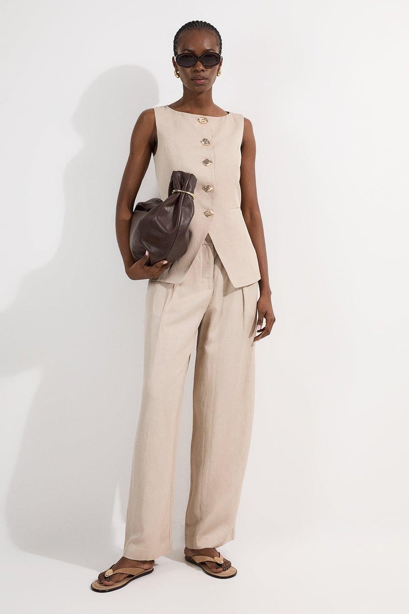 Champagne Tailored Slim-Fit Statement Button Waistcoat