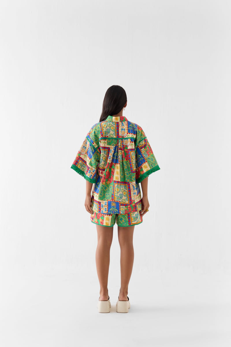 Multicolor Printed Shirt and Shorts Co-ord Set