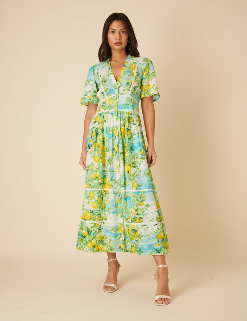 Multicolor Printed Fit and Flare Midi Dress — Nobody's Child