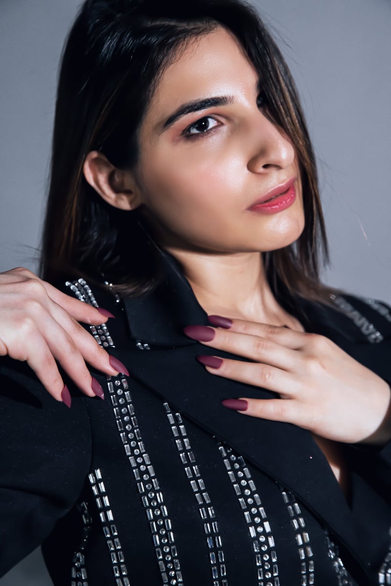 Black Crystal-Embellished Blazer Mini Dress