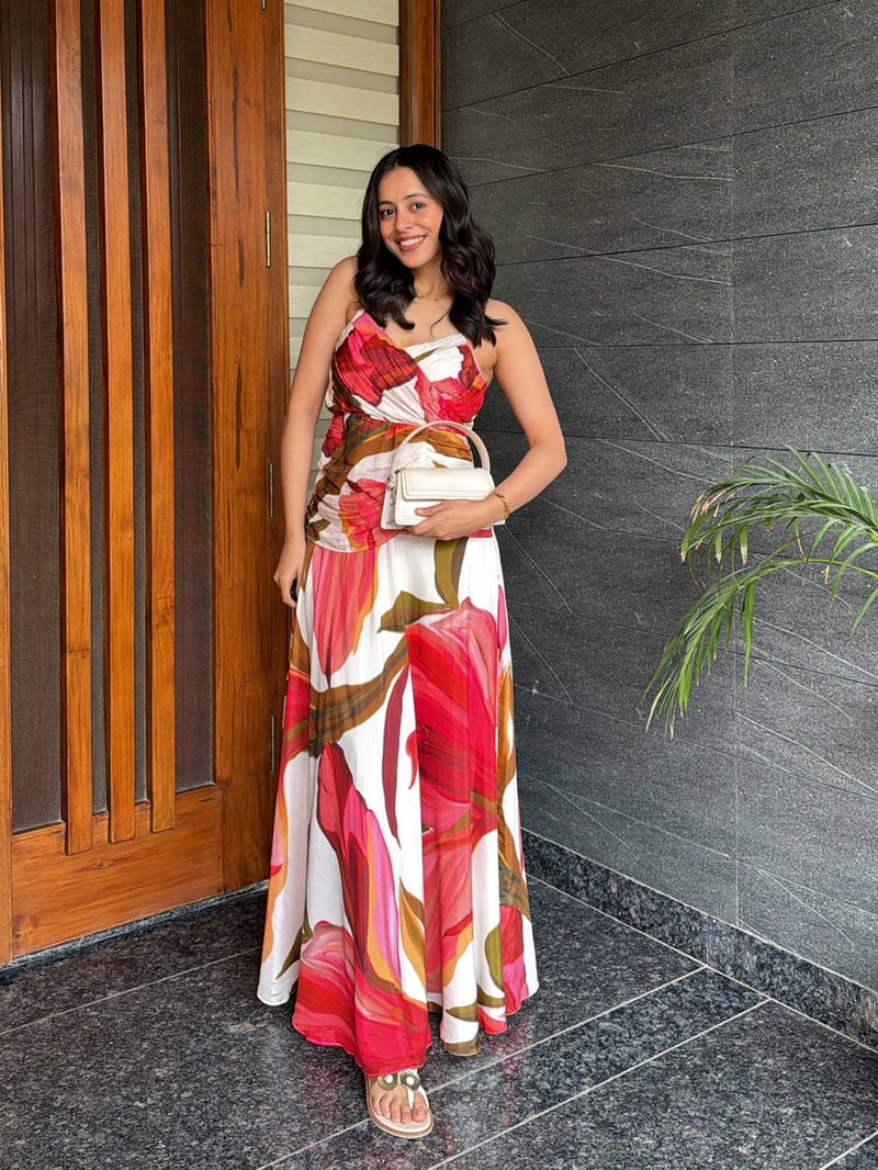 Multicolor Floral Fit and Flare Maxi Dress