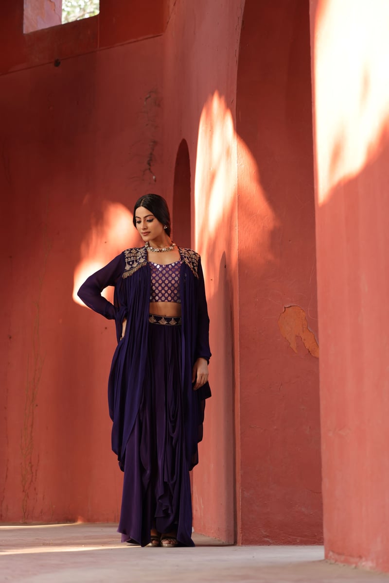 Purple Chanderi Dhoti Set