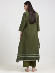 Cotton Striped A-Line Kurta - Green