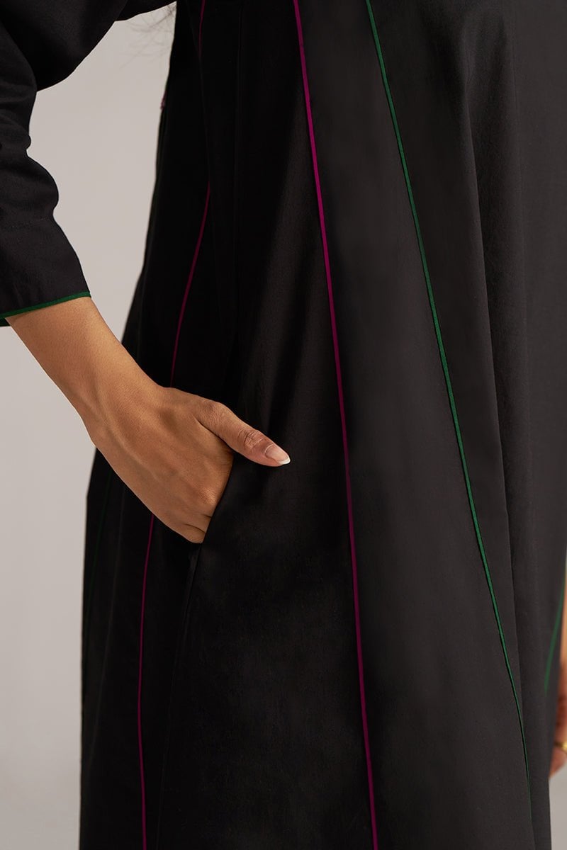 Black Kurta and Multicolour Checked Salwar Co-ord Set
