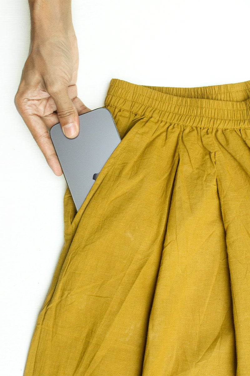 Mustard Cotton Culottes with Elasticated Waist