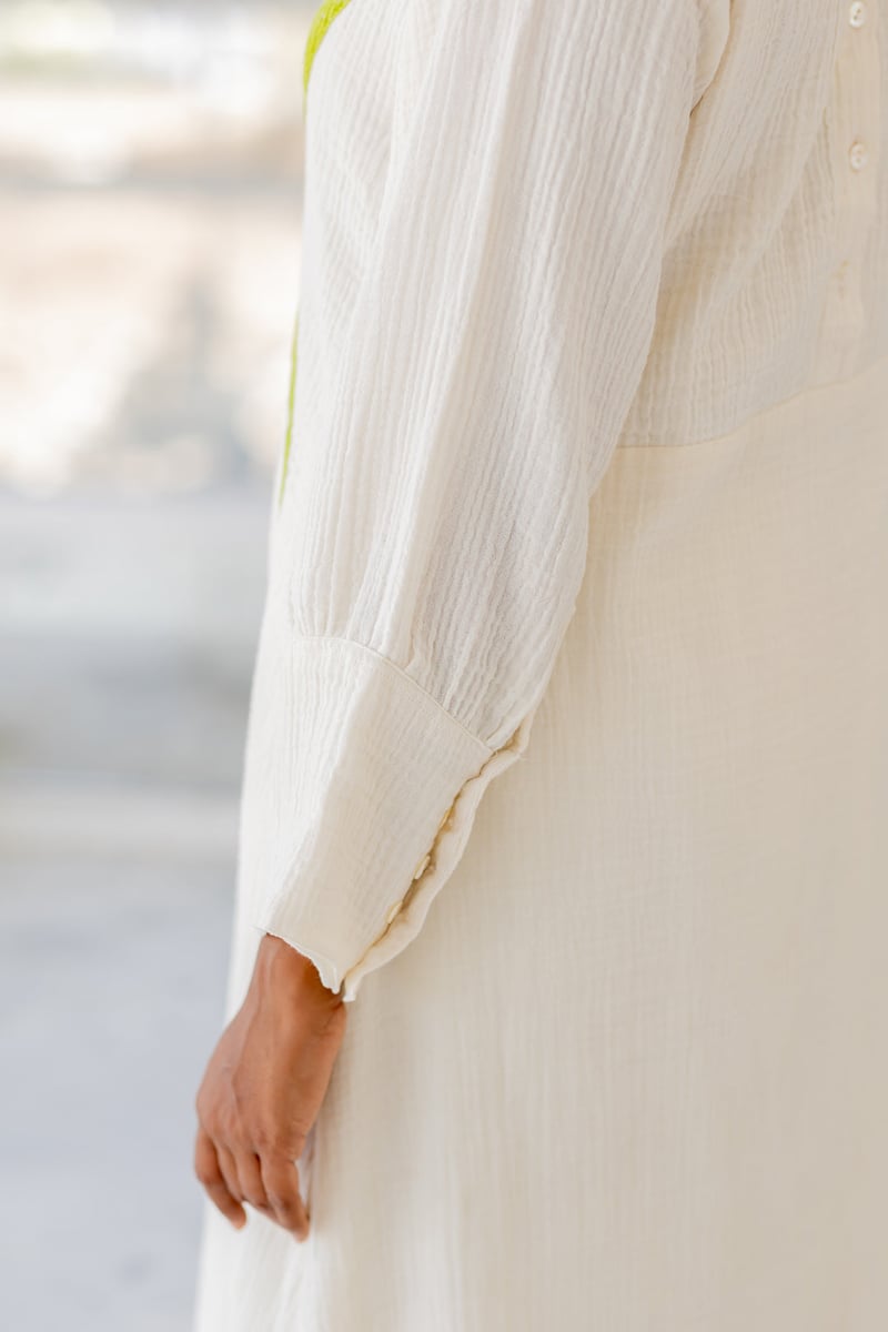 White Cotton Embroidered Kurta Set with Pants