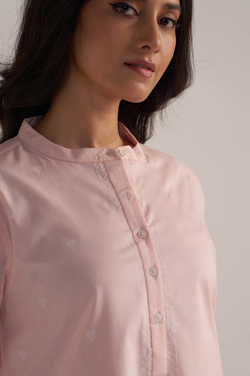 Soft Lotus Pink Cotton Kurta and White Co-ord Set