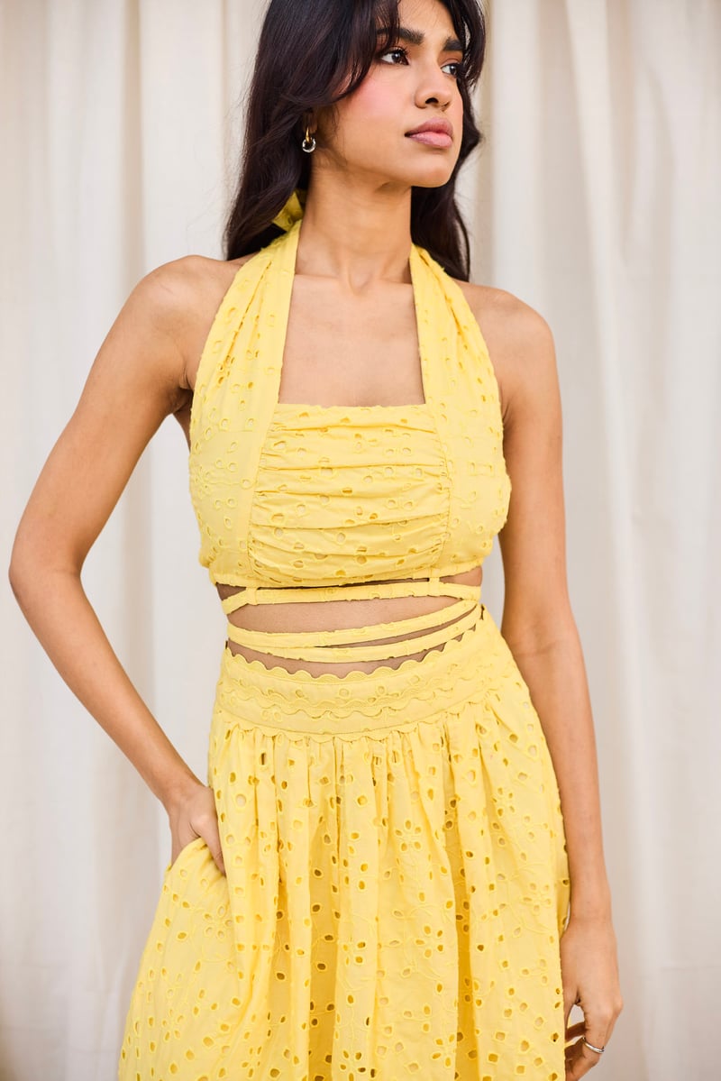 Yellow Schiffli Set