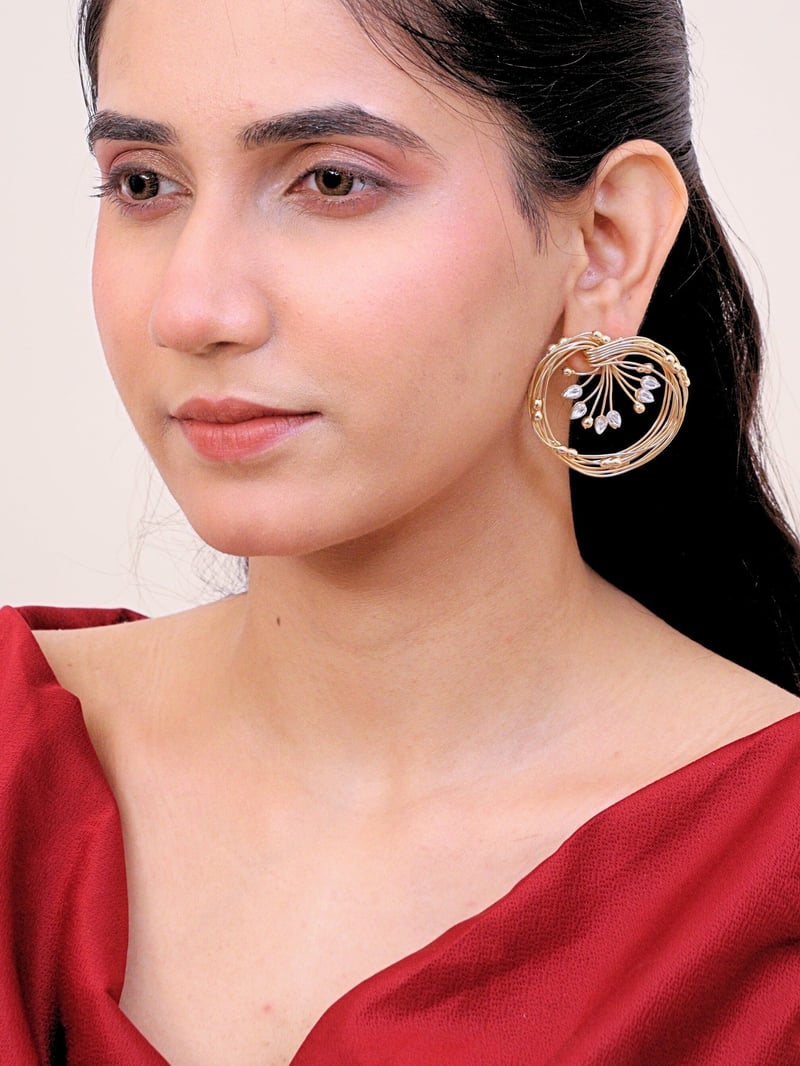 Jahanara Brass Earrings for Women 18K Gold Plated