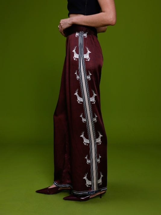 Burgundy Printed Zip-Front Cape Top Co-ord Set