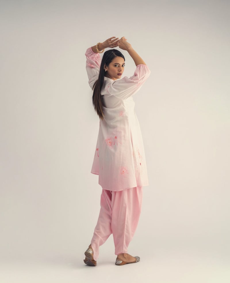 Floral Pintucks Kurta