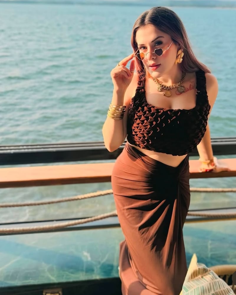 Brown Smocked Square Neck Crop Top