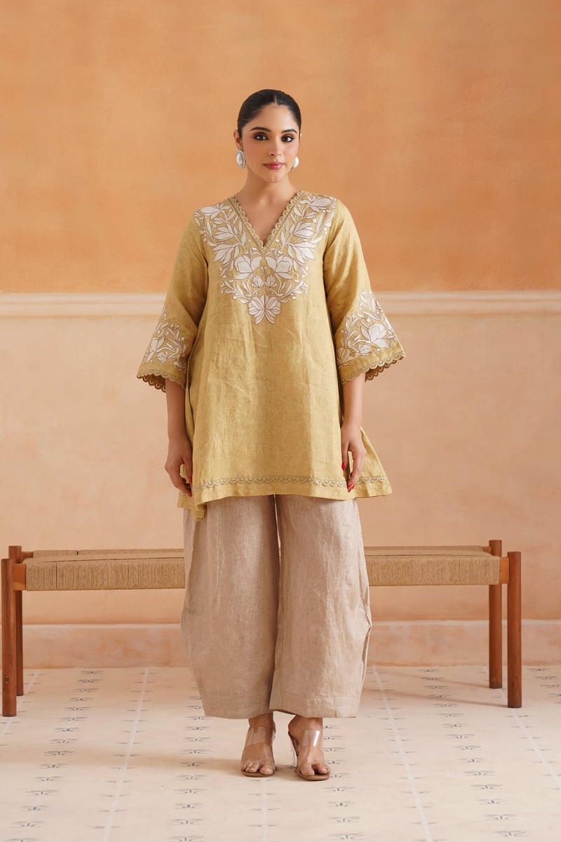 Luna Pure Linen Embroidered Matching Set