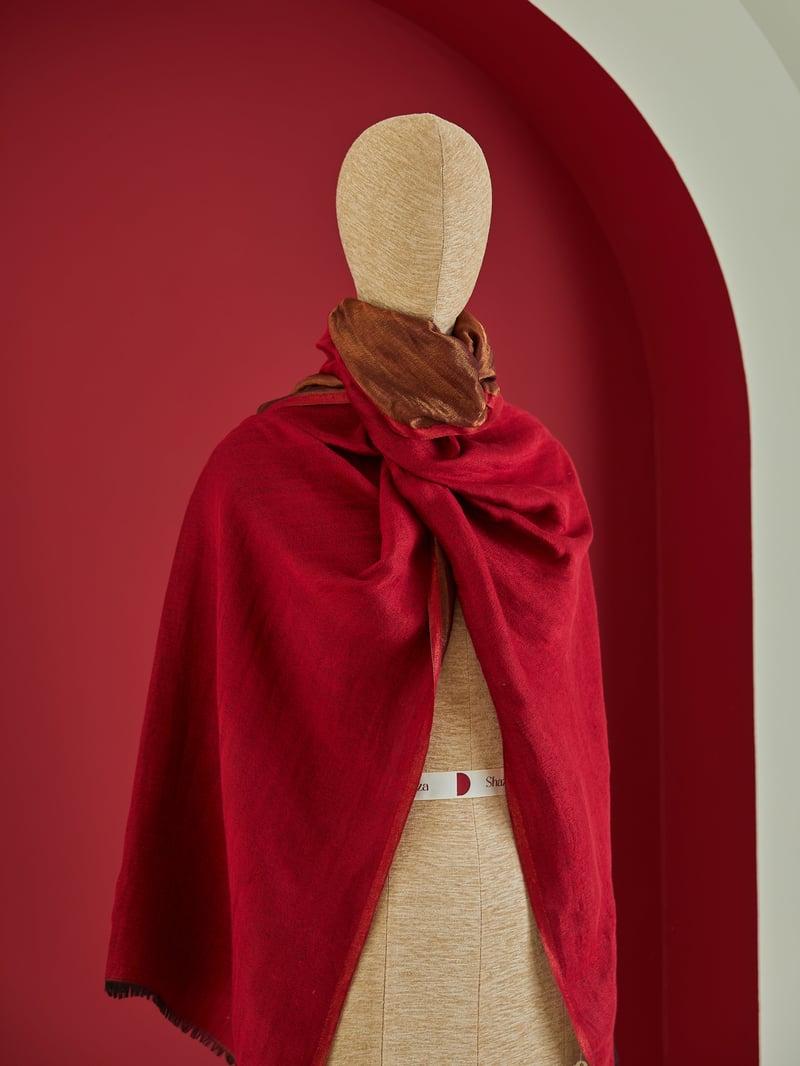 Wool Reversible Zari Stole