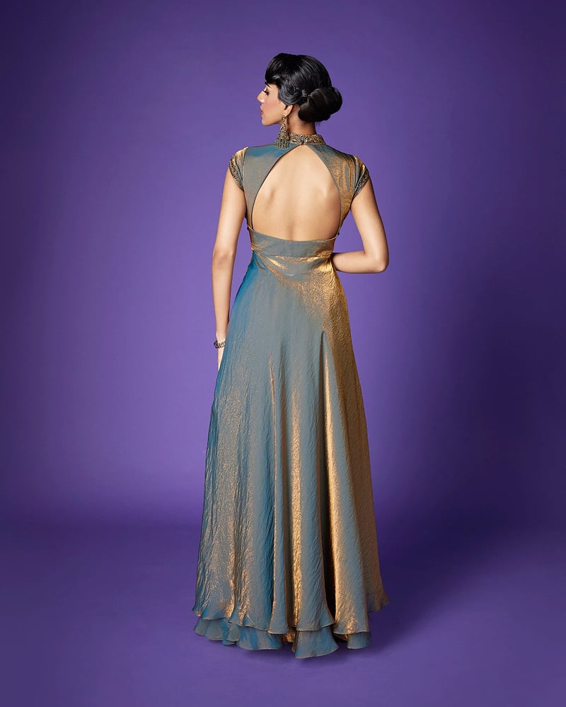 Twilight Dusk Shimmer Tissue Kurta Sharara Co-ord Set