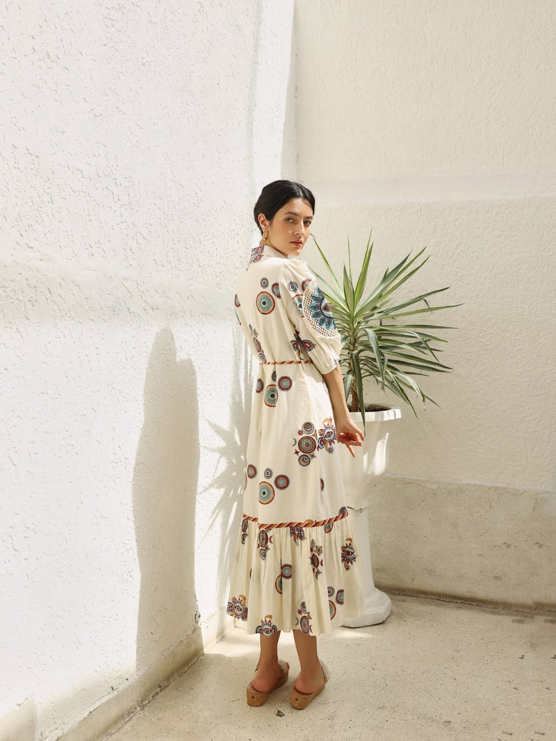 Maroon & Mustard Sun & Moon Long Dress