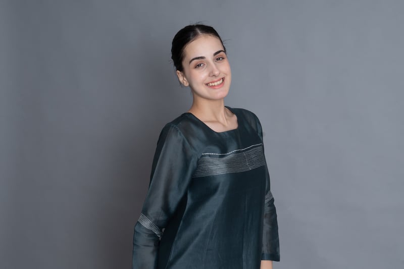 Mint Chanderi Silk Embroidered Straight Kurta Set (3 Pc)