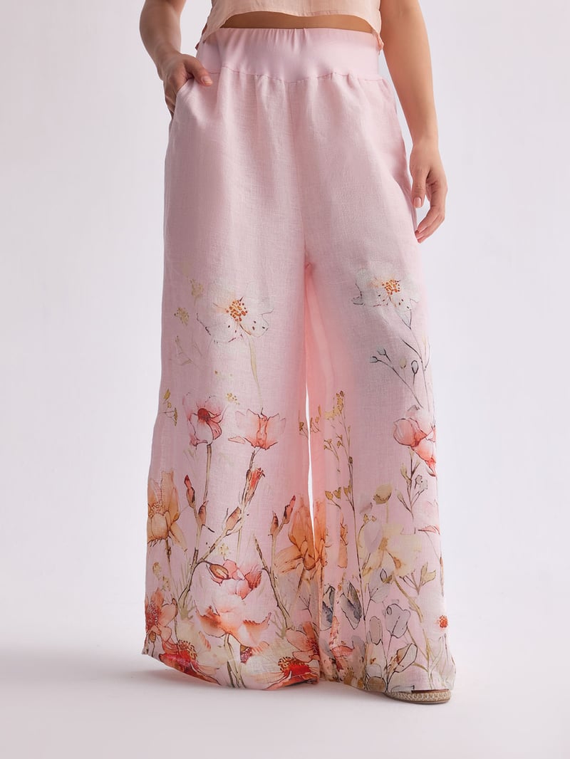 Spring Bloom Gauze Linen Cape and Palazzo Co-ord Set