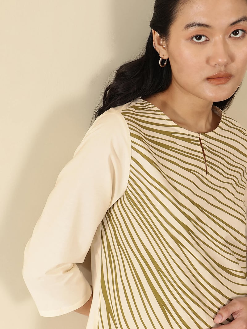 Cotton Abstract Placement Print Kurta Set