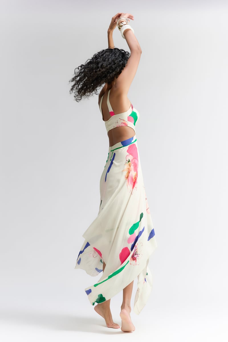 Colour Splash Blosson Printed  Dress