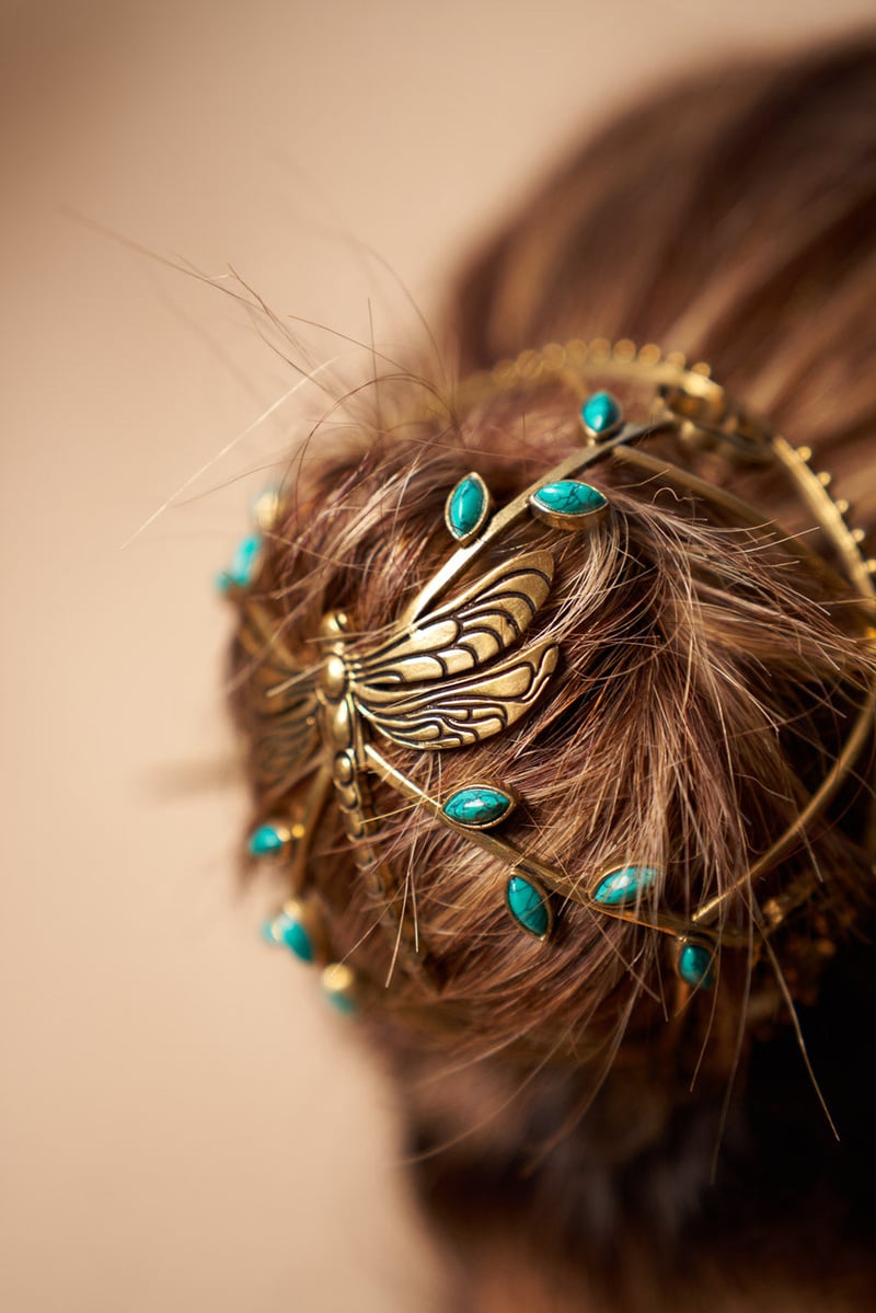 Turquoise Dragonfly Hair Bun & Hair Scrunchie