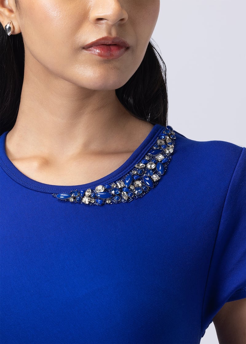 Orchid Blue Drape Knot Detail Maxi Dress